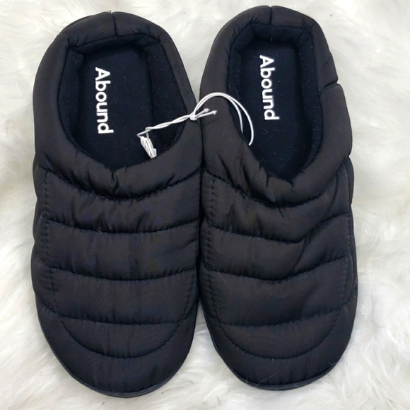 Abound Black Mr. Union Puffer Slipper Small 7/8 Quilted Nylon NWT - Picture 4 of 8